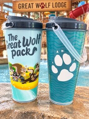 The Great Wolf Pack Blue Travel Tumbler with Lid- set of 2